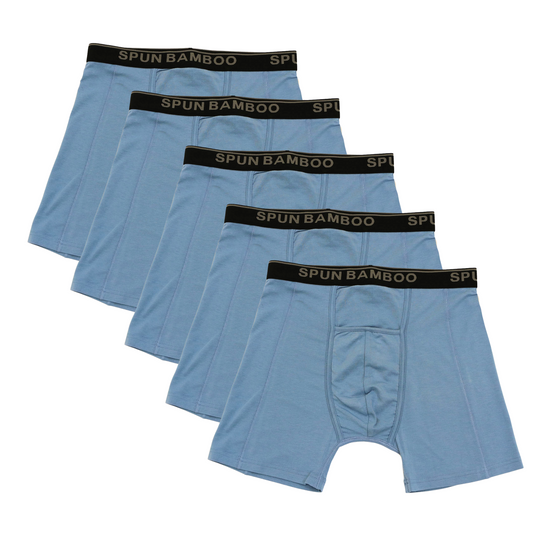Classic Bamboo Boxer Briefs – Steel Blue (5-Pack)